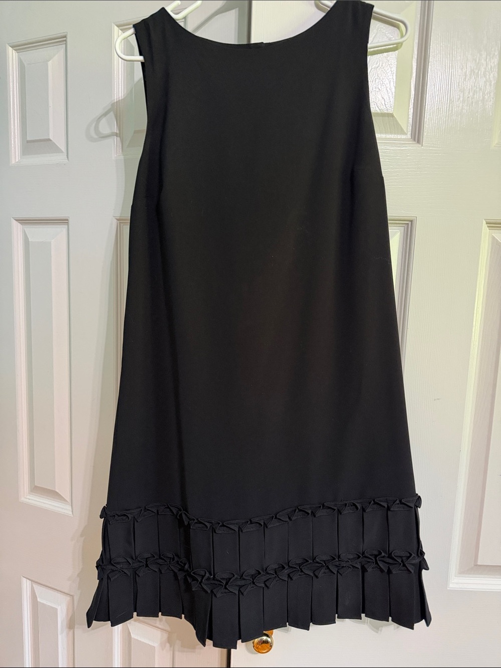 Chetta B Black Sleeveless Mini Dress with Pleated Knotted Hem
